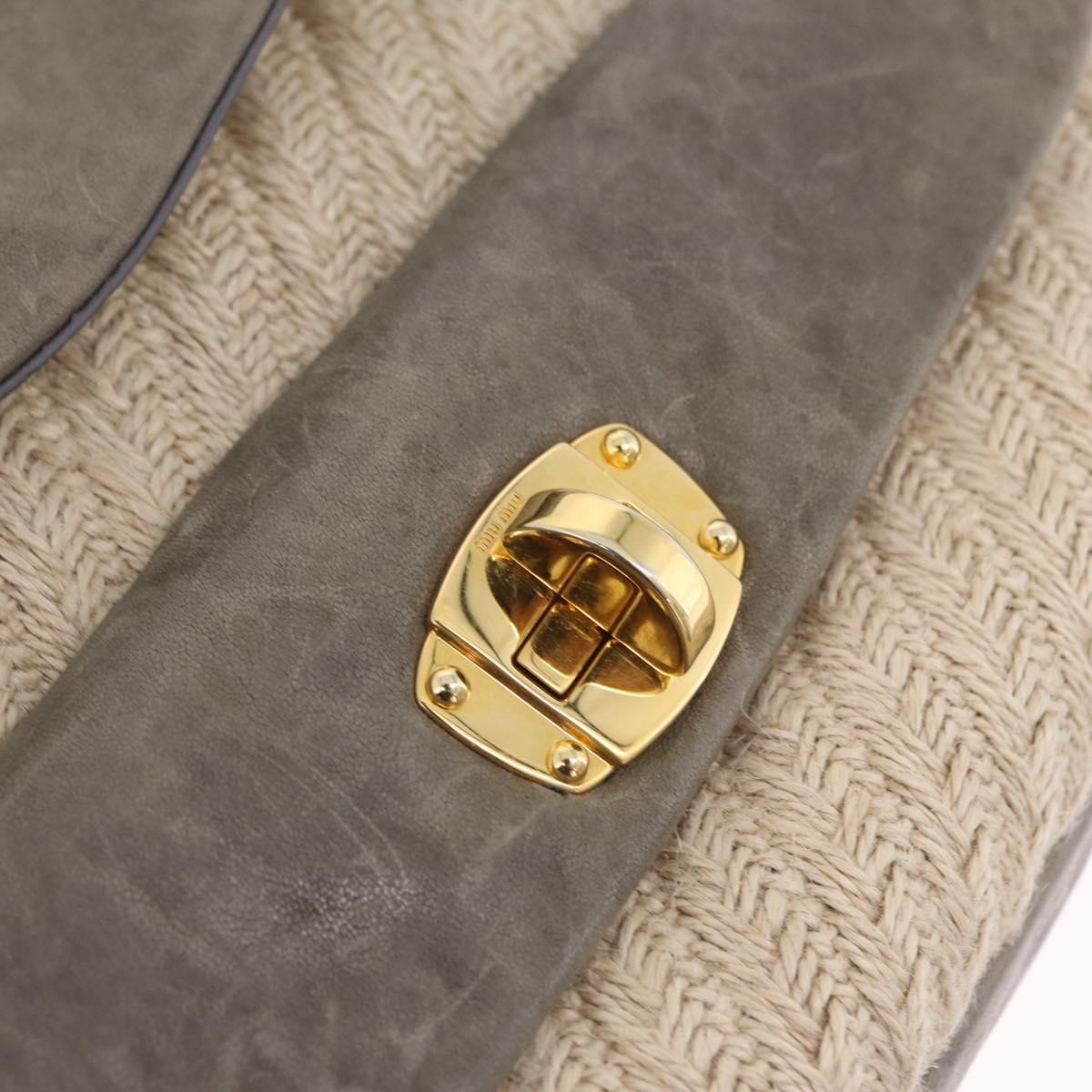 Miu Miu Hand Bag Leather 2way Gray Gold Auth 167708A