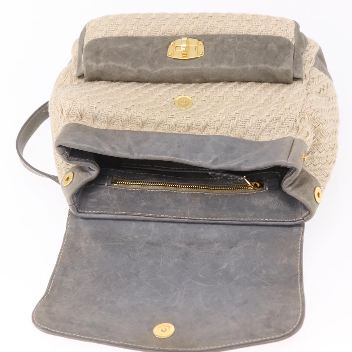 Miu Miu Hand Bag Leather 2way Gray Gold Auth 167708A
