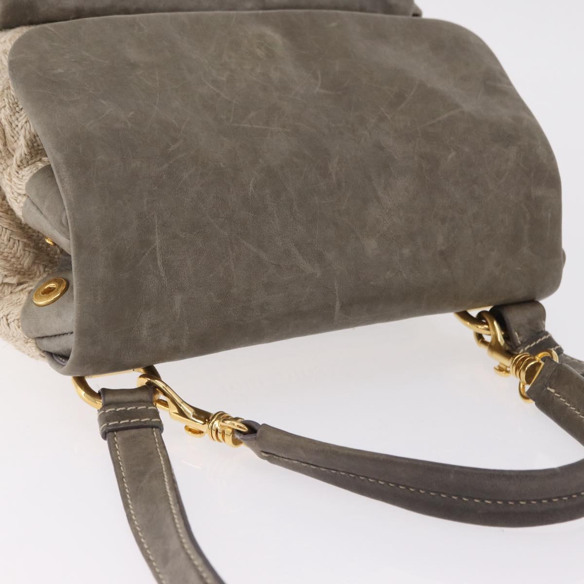 Miu Miu Hand Bag Leather 2way Gray Gold Auth 167708A