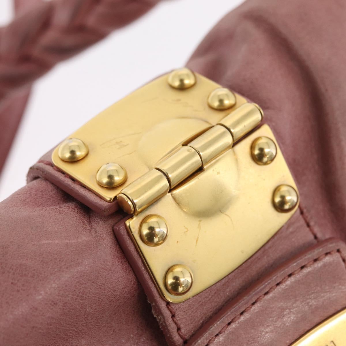 Miu Miu Hand Bag Leather 2way Pink Gold Auth 167711A