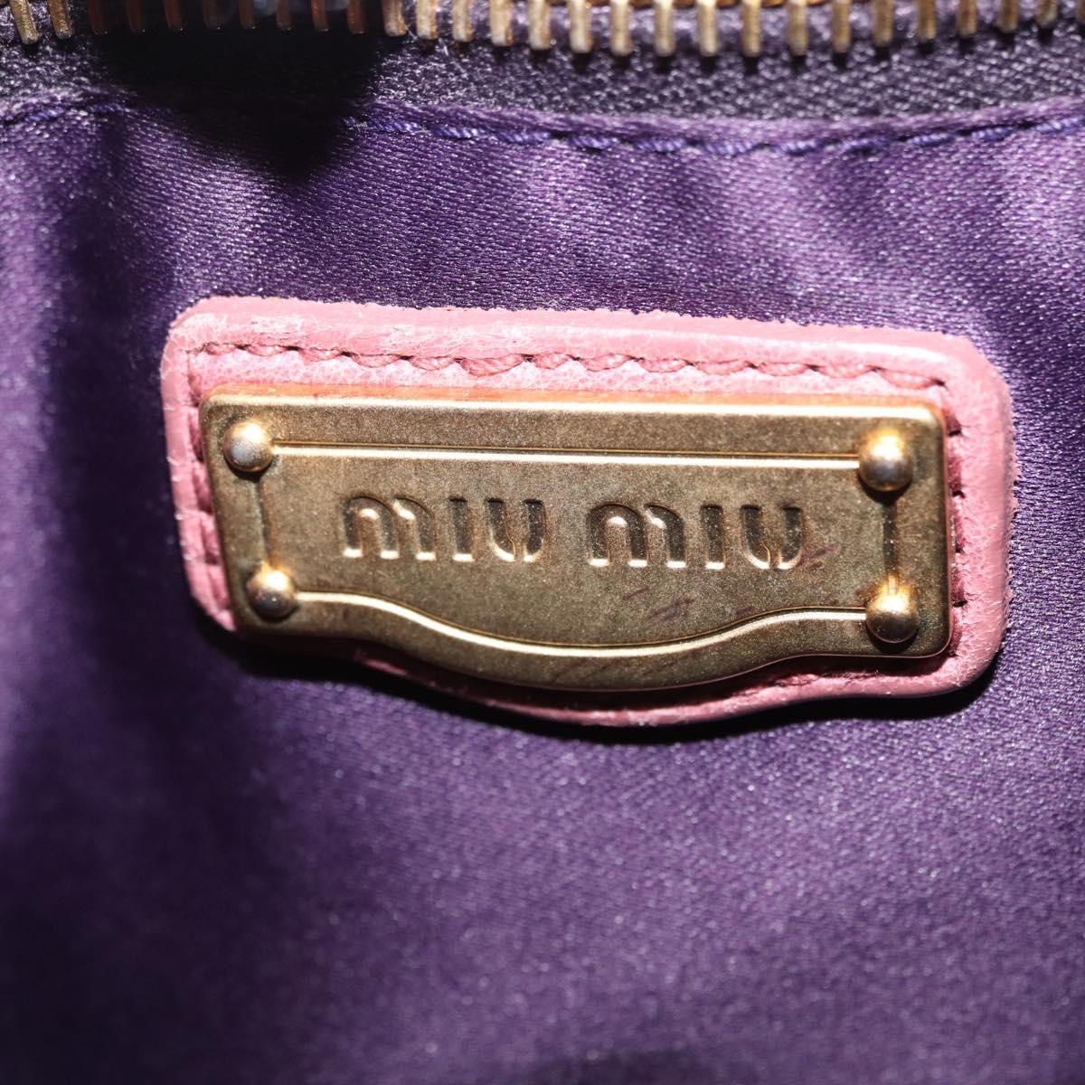 Miu Miu Hand Bag Leather 2way Pink Gold Auth 167711A