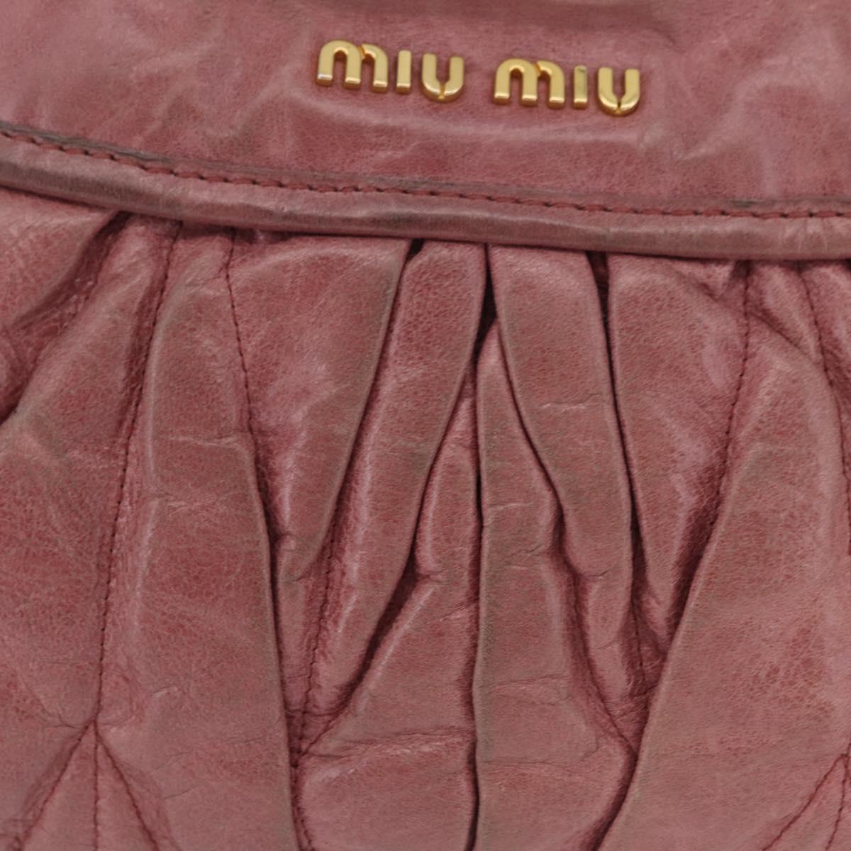 Miu Miu Hand Bag Leather 2way Pink Gold Auth 167711A