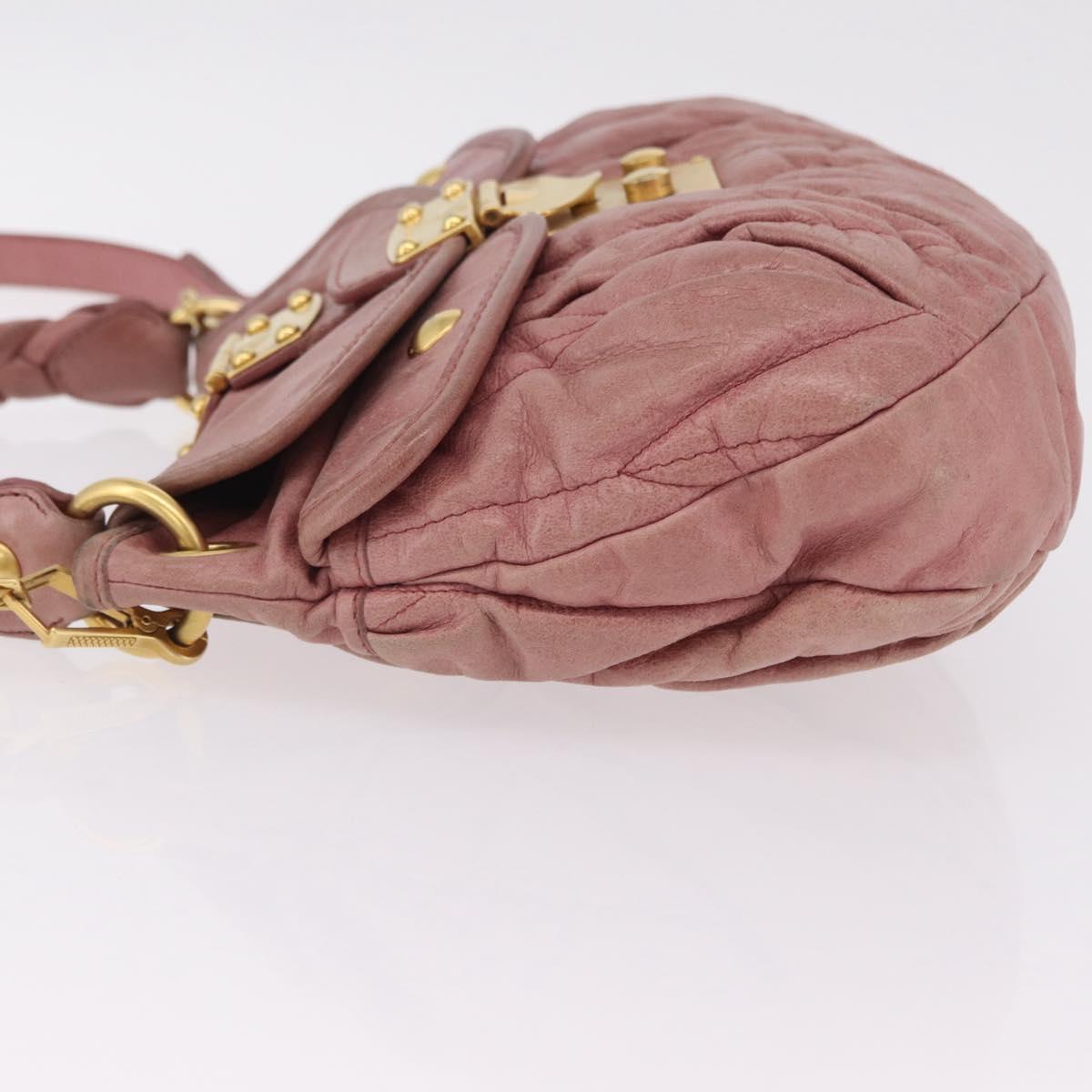 Miu Miu Hand Bag Leather 2way Pink Gold Auth 167711A