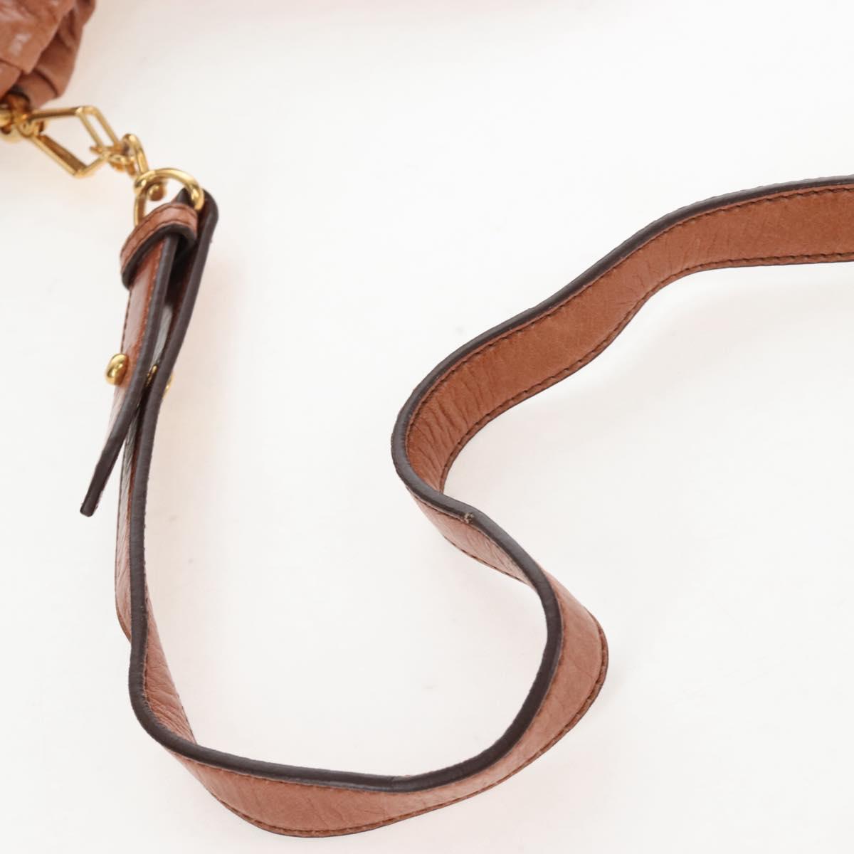Miu Miu Hand Bag Leather 2way Brown Gold Auth 167713M