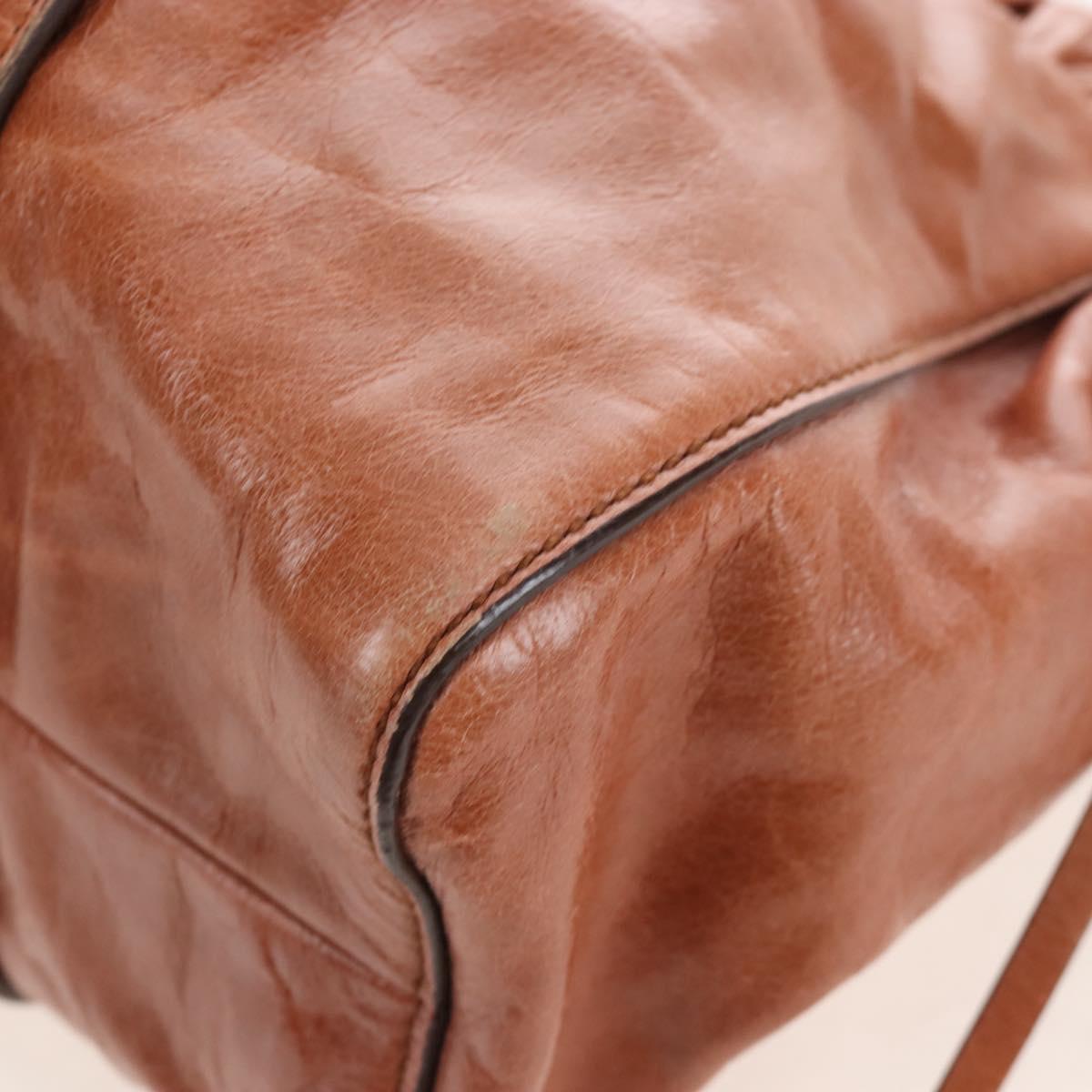 Miu Miu Hand Bag Leather 2way Brown Gold Auth 167713M