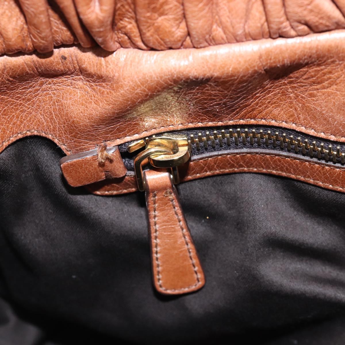 Miu Miu Hand Bag Leather 2way Brown Gold Auth 167713M