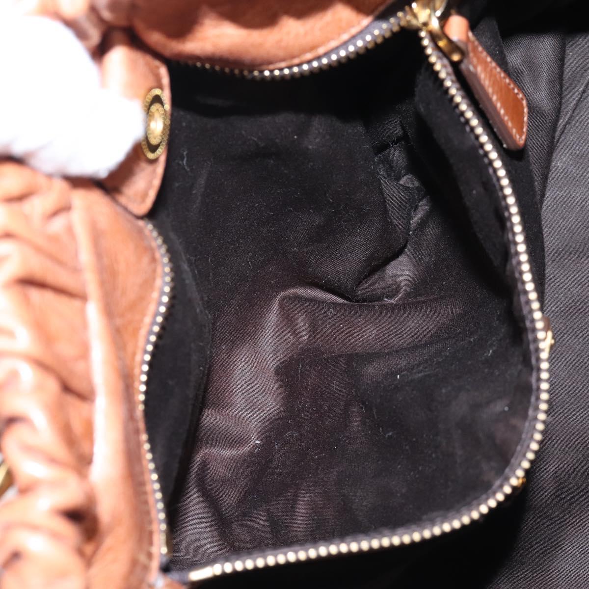Miu Miu Hand Bag Leather 2way Brown Gold Auth 167713M