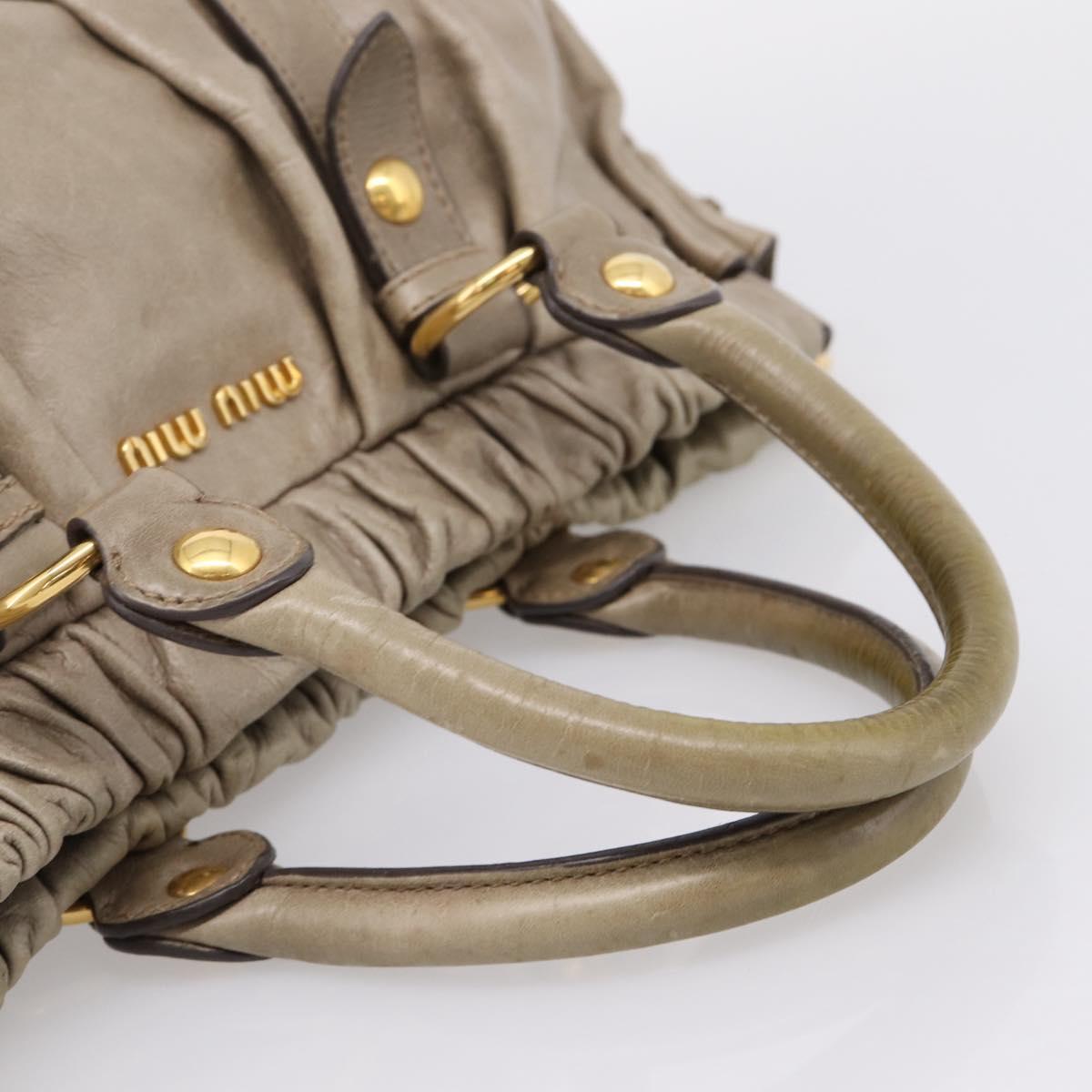 Miu Miu Hand Bag Leather 2way Beige Gold Auth 167714M