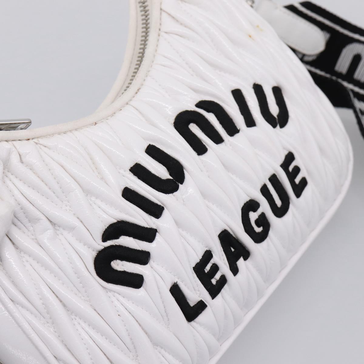 Miu Miu Hand Bag Leather 2way White Silver Auth 167717SAM