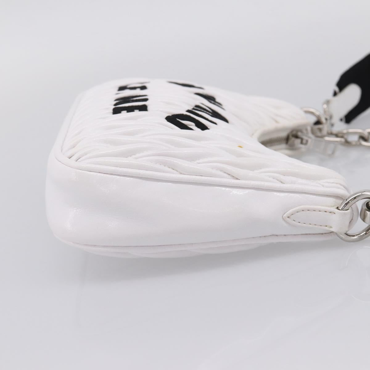 Miu Miu Hand Bag Leather 2way White Silver Auth 167717SAM