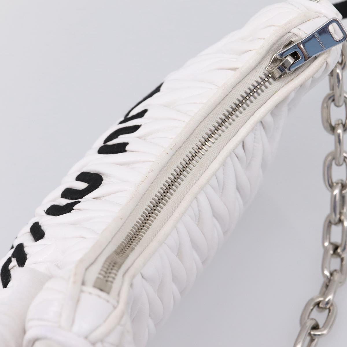 Miu Miu Hand Bag Leather 2way White Silver Auth 167717SAM
