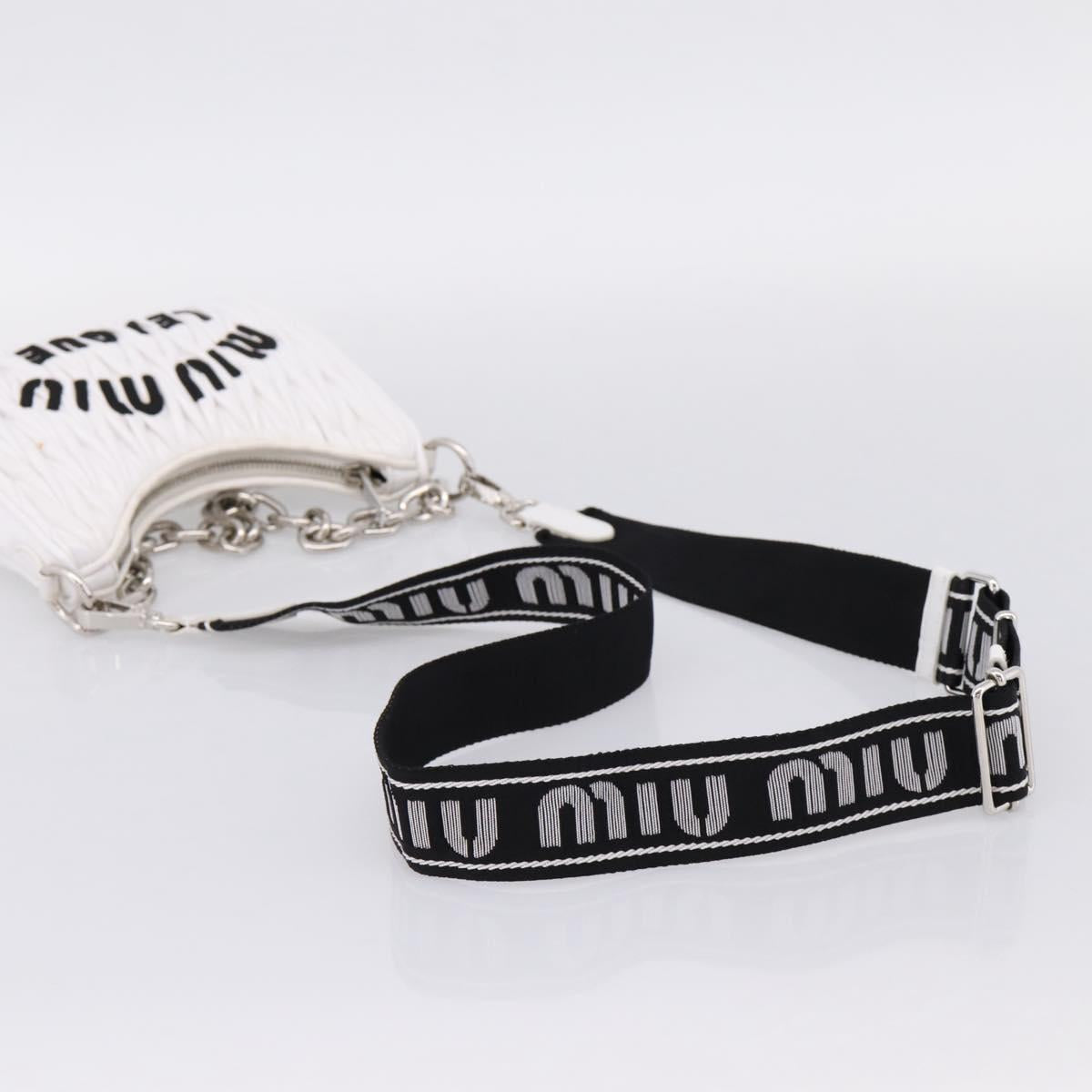 Miu Miu Hand Bag Leather 2way White Silver Auth 167717SAM