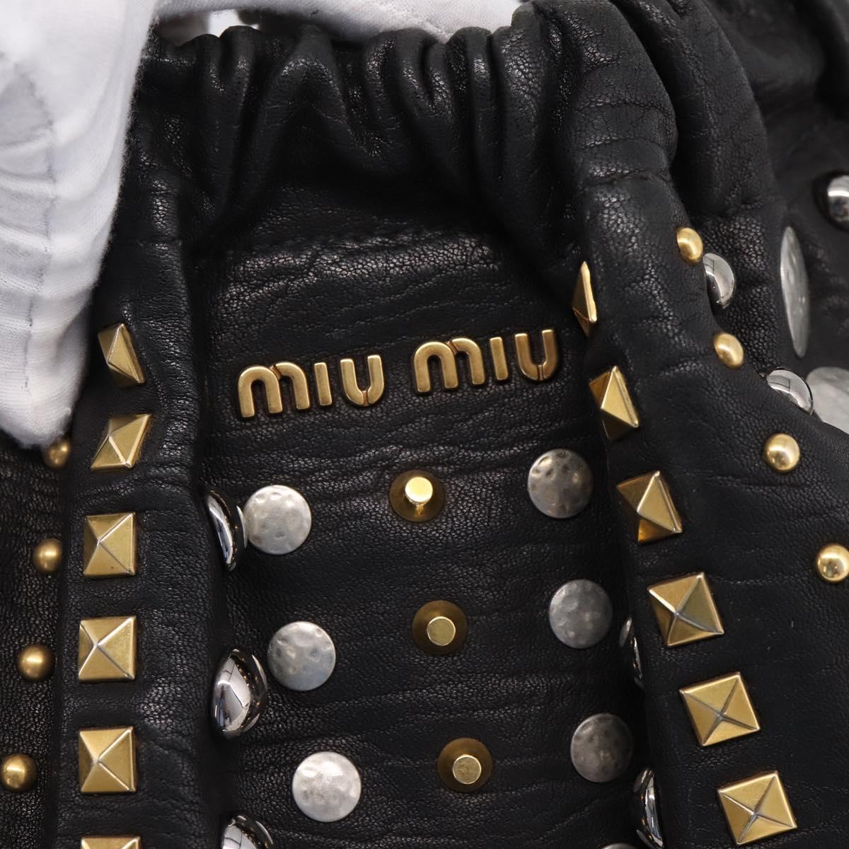 Miu Miu Hand Bag Leather 2way Black Gold Tone Auth 167722M