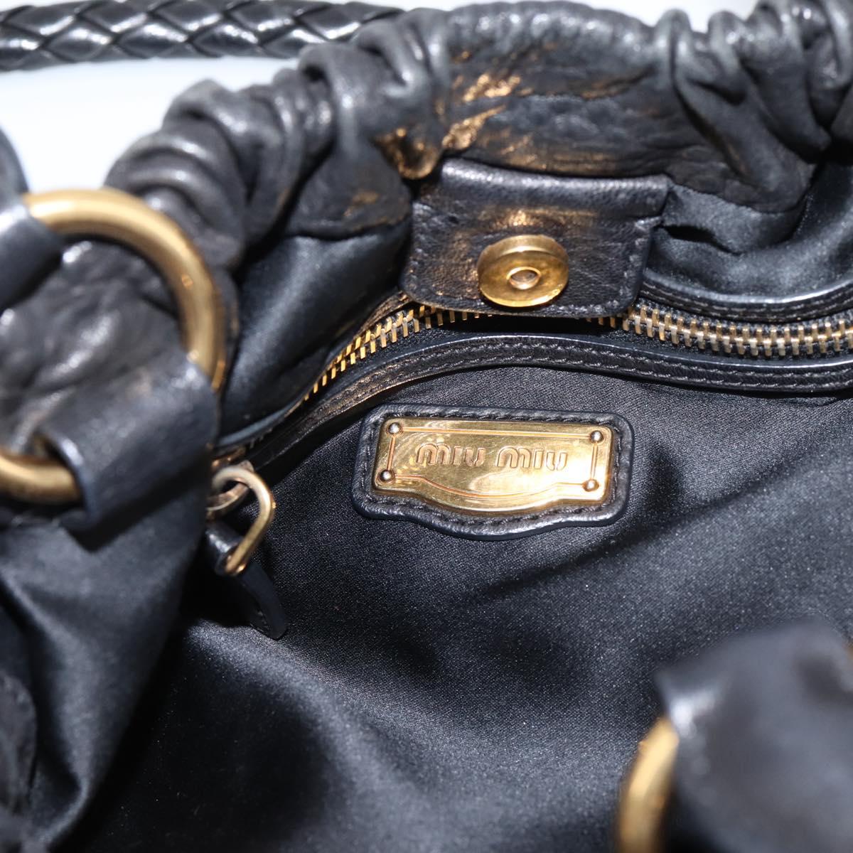 Miu Miu Hand Bag Leather 2way Black Gold Tone Auth 167722M