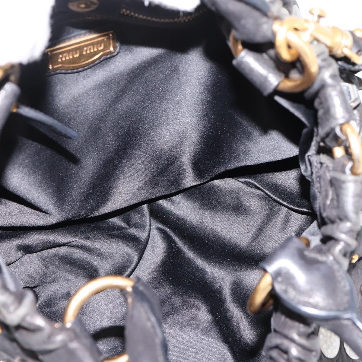 Miu Miu Hand Bag Leather 2way Black Gold Tone Auth 167722M