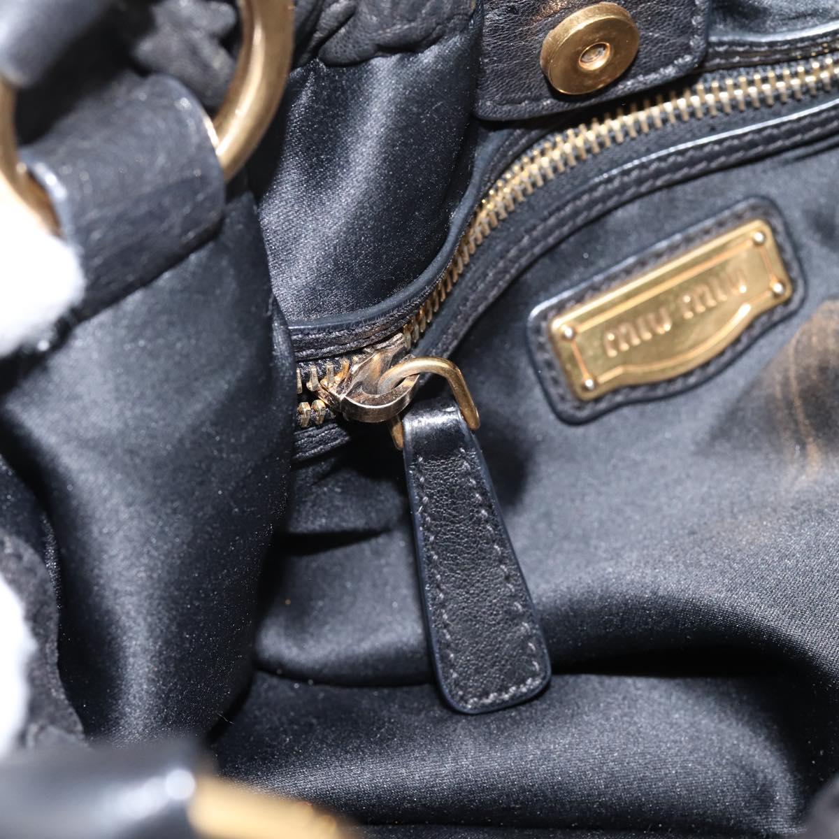 Miu Miu Hand Bag Leather 2way Black Gold Tone Auth 167722M