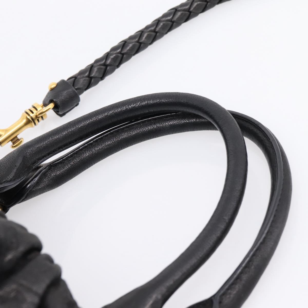 Miu Miu Hand Bag Leather 2way Black Gold Tone Auth 167722M