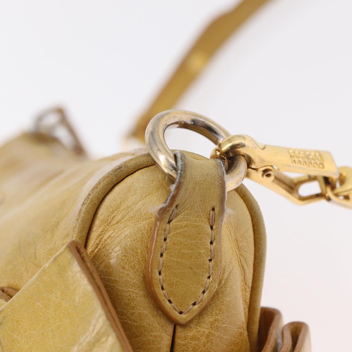 Miu Miu Shoulder Bag Leather Yellow Gold Auth 167727A