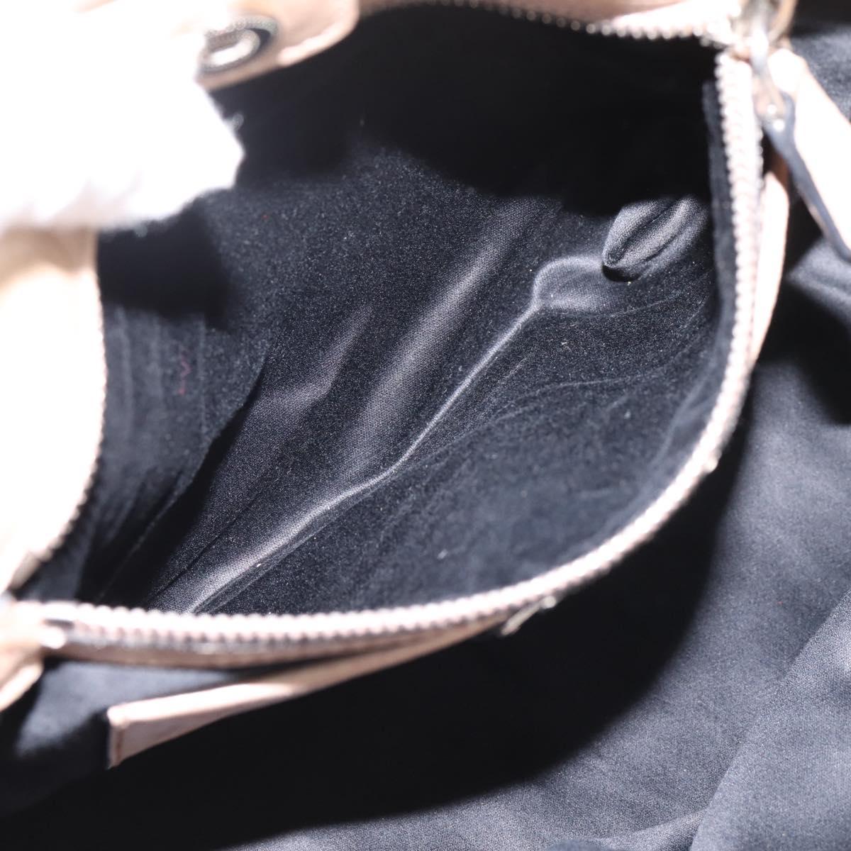 Miu Miu Hand Bag Leather 2way Beige Silver Auth 167730A