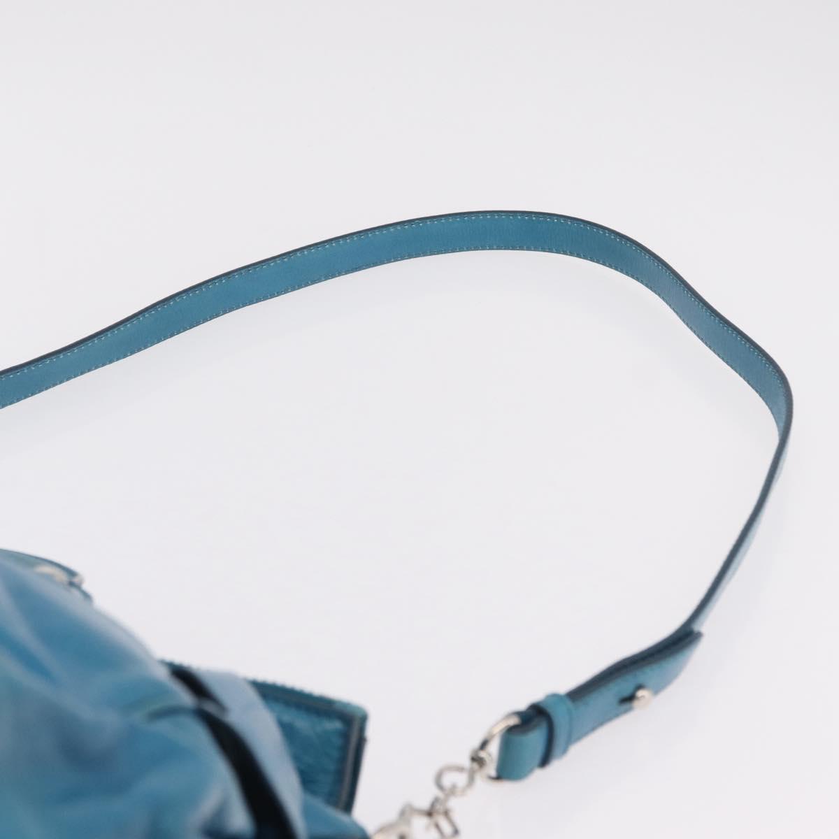 Miu Miu Hand Bag Leather 2way Blue Silver Auth 167732M