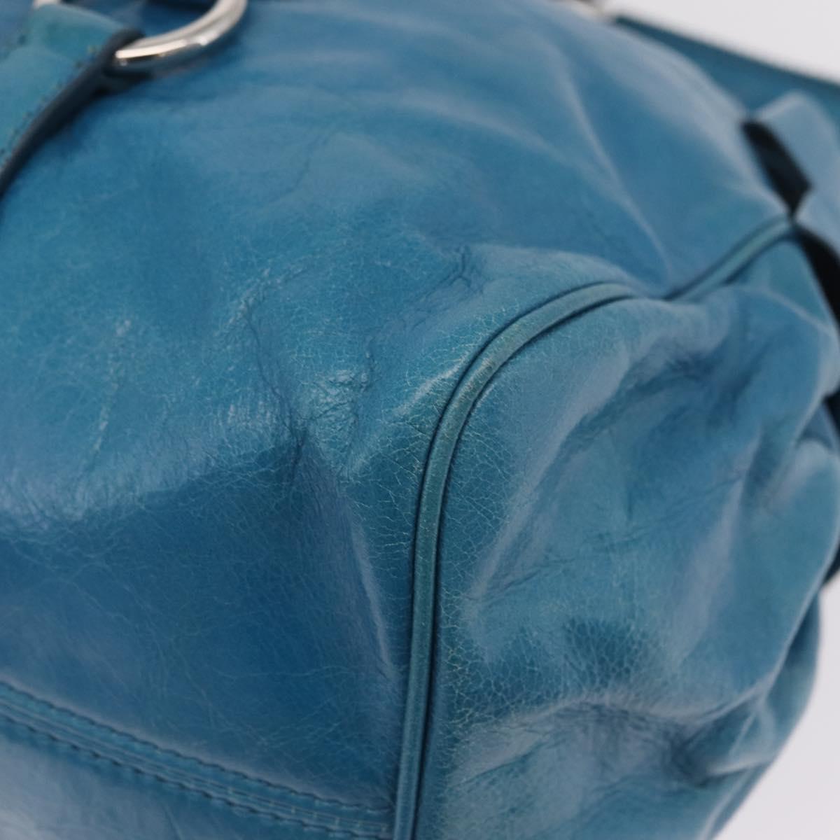 Miu Miu Hand Bag Leather 2way Blue Silver Auth 167732M