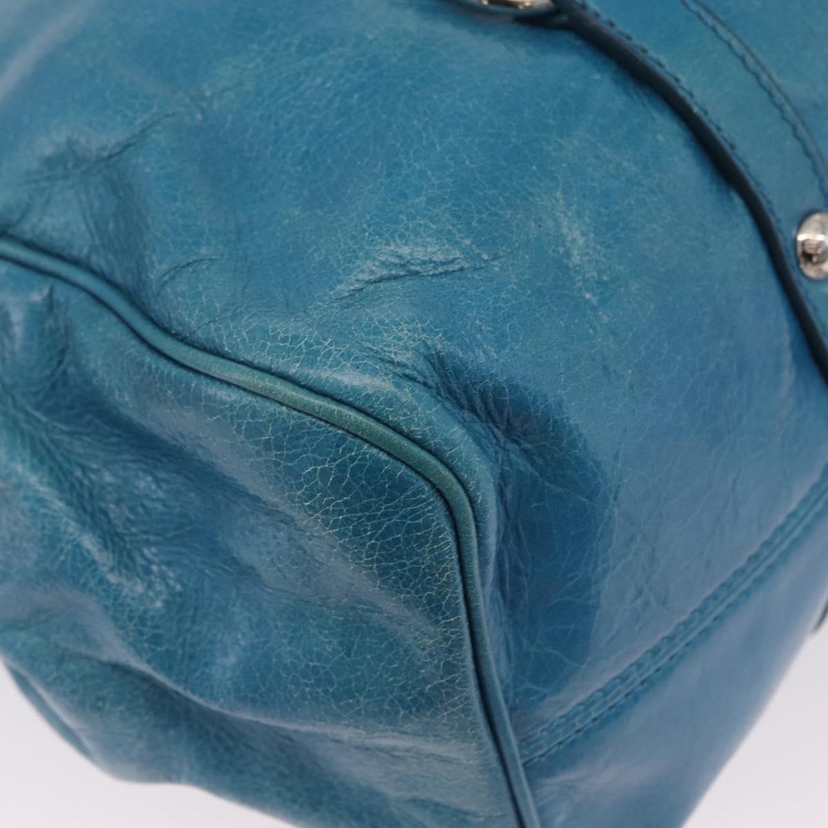 Miu Miu Hand Bag Leather 2way Blue Silver Auth 167732M