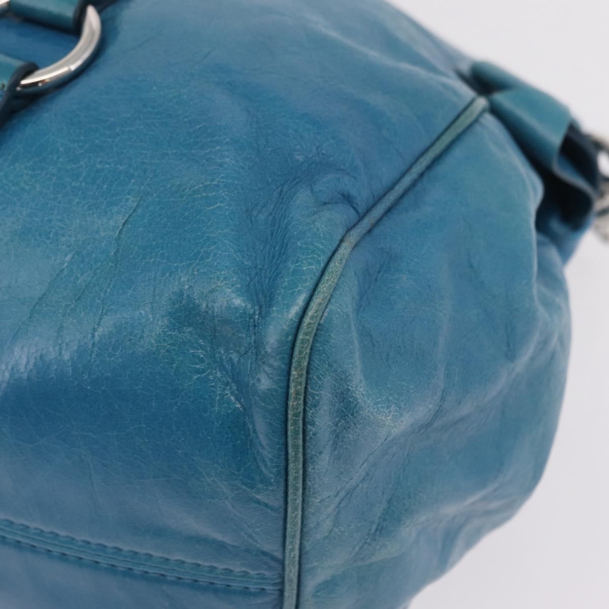 Miu Miu Hand Bag Leather 2way Blue Silver Auth 167732M