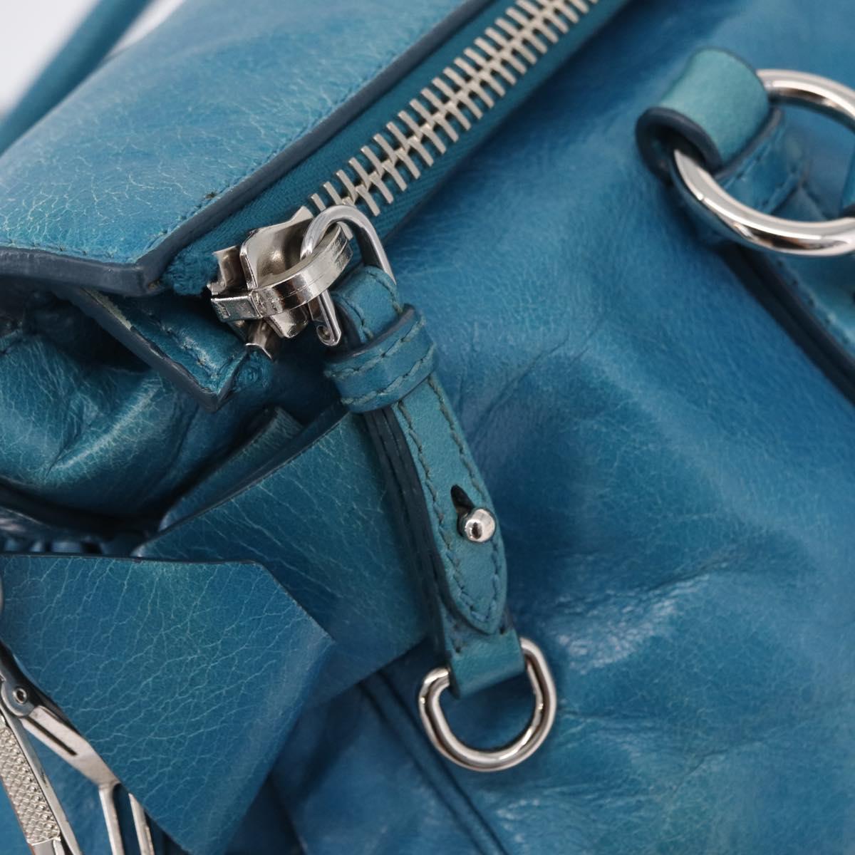 Miu Miu Hand Bag Leather 2way Blue Silver Auth 167732M