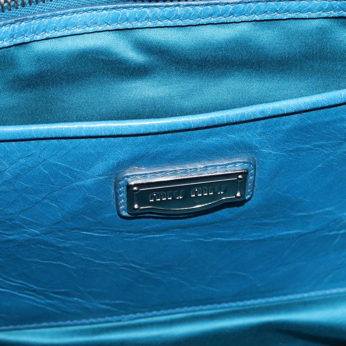 Miu Miu Hand Bag Leather 2way Blue Silver Auth 167732M