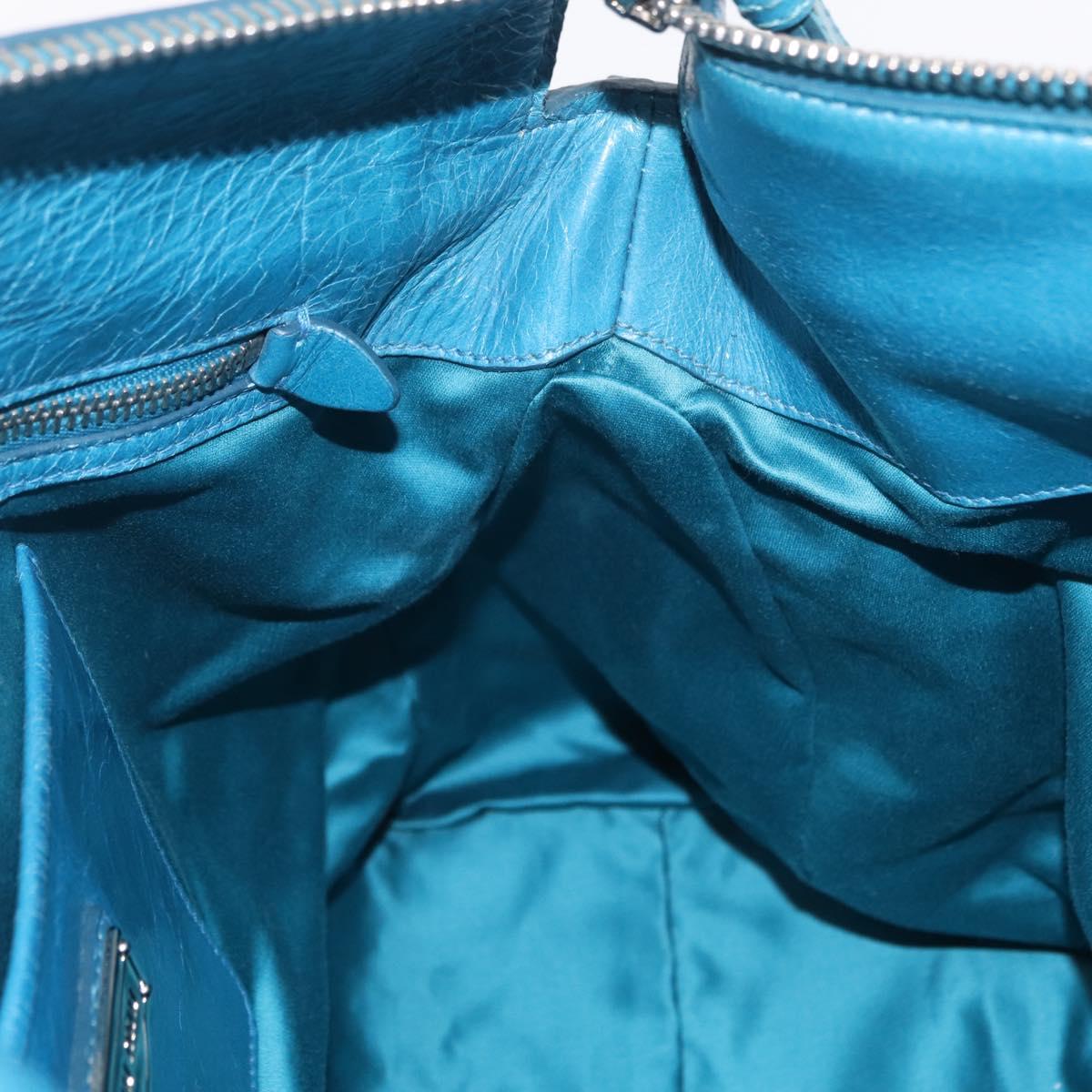 Miu Miu Hand Bag Leather 2way Blue Silver Auth 167732M