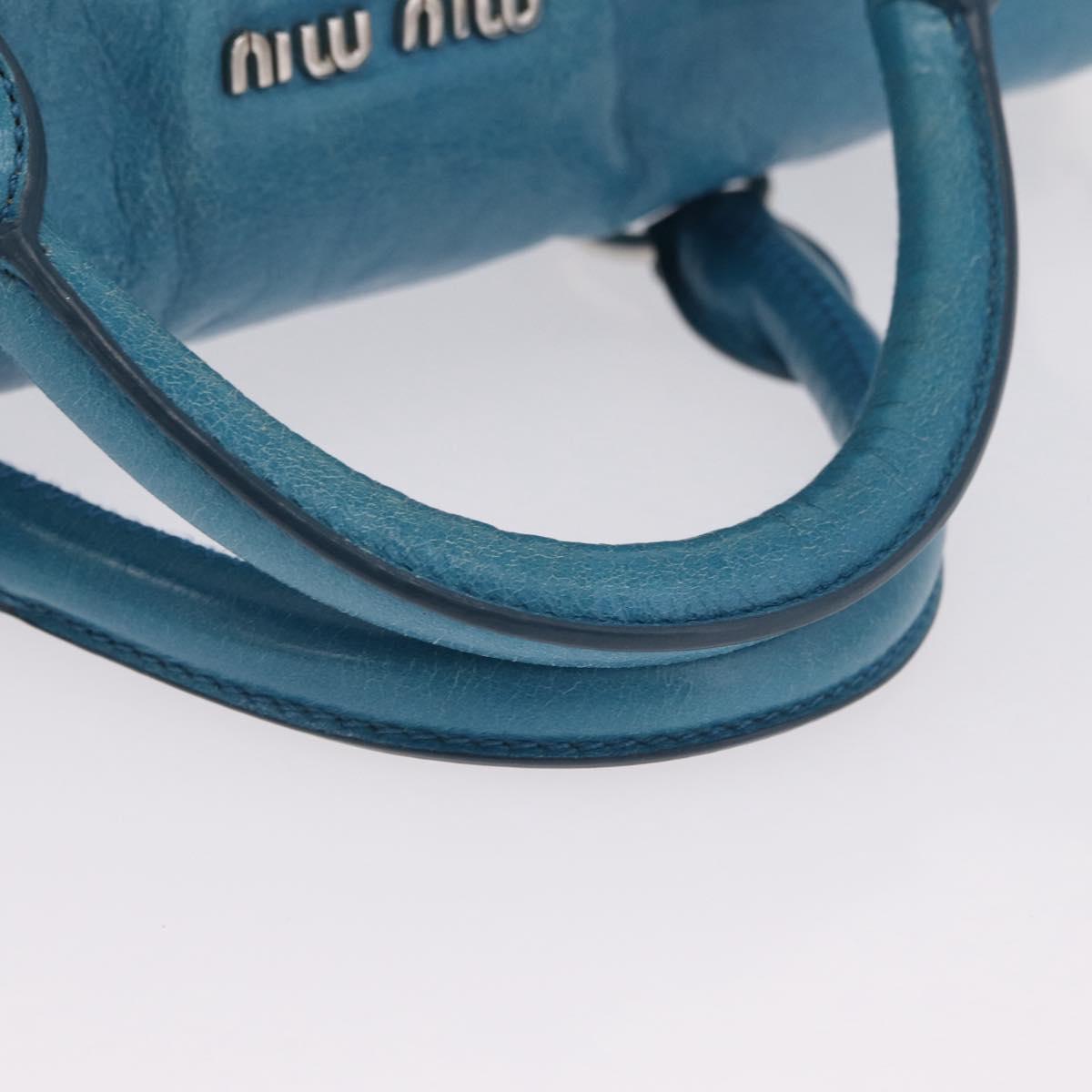 Miu Miu Hand Bag Leather 2way Blue Silver Auth 167732M