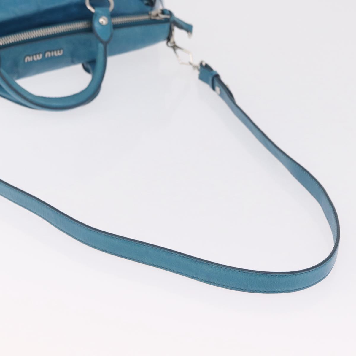 Miu Miu Hand Bag Leather 2way Blue Silver Auth 167732M