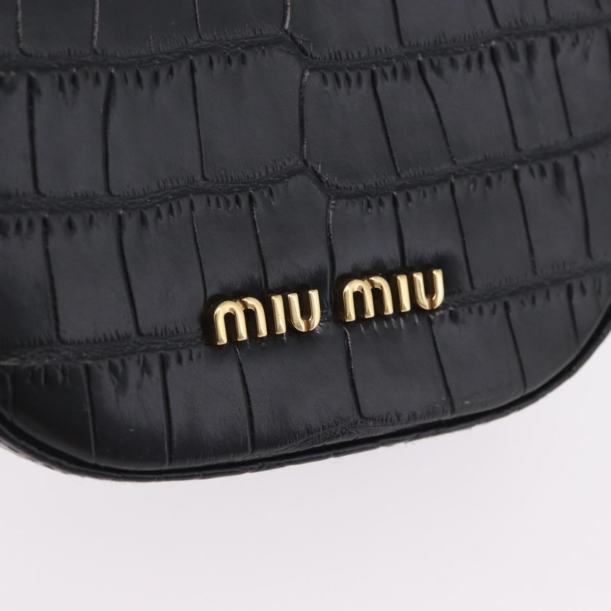 Miu Miu Phone Shoulder Bag Leather Black Gold Auth 167733A