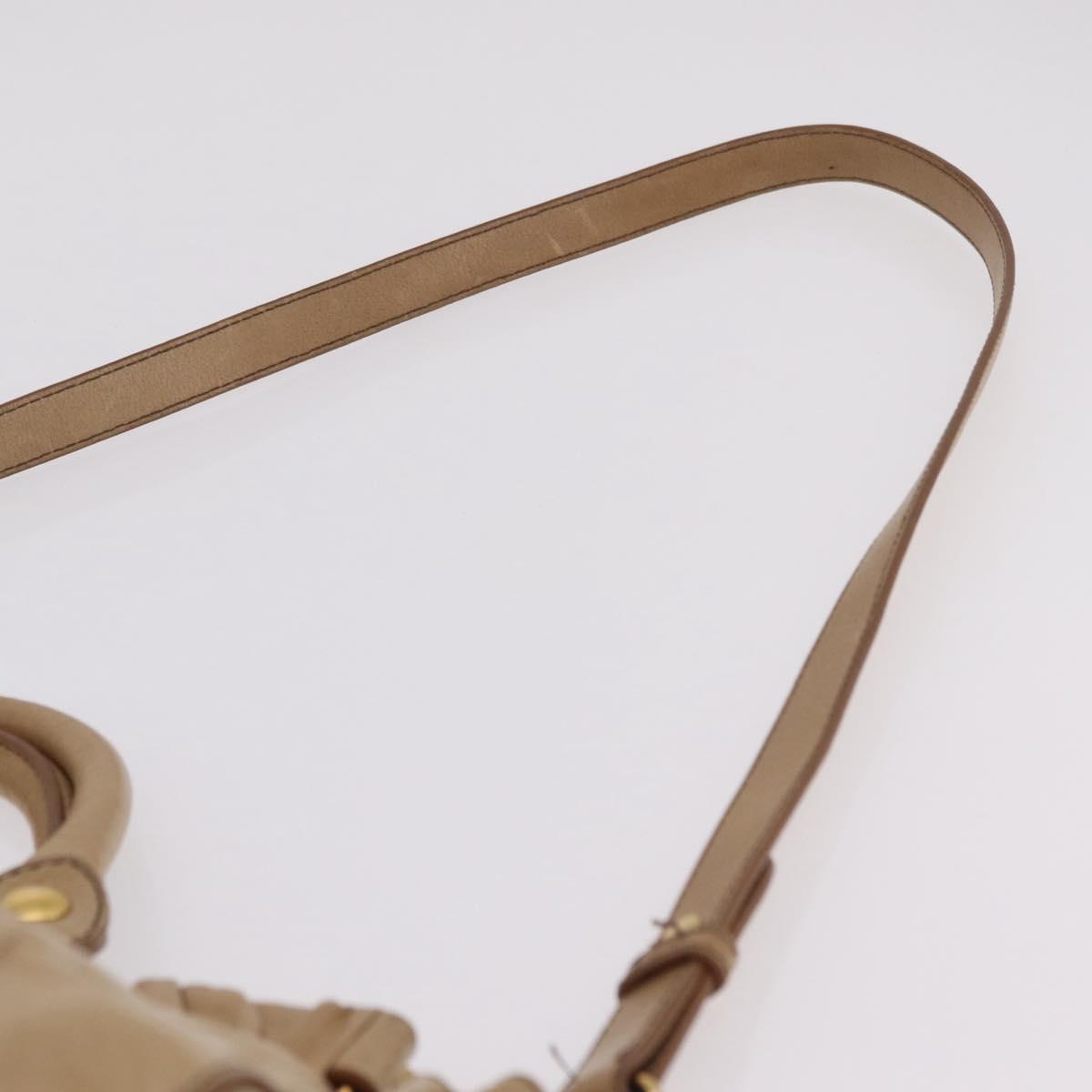 Miu Miu Hand Bag Leather 2way Beige Gold Auth 167736M