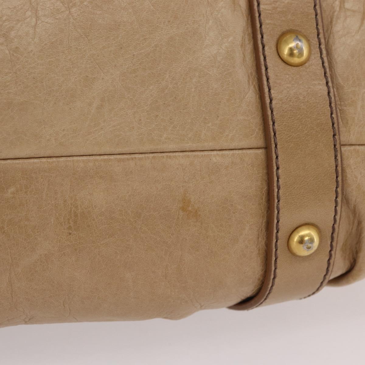 Miu Miu Hand Bag Leather 2way Beige Gold Auth 167736M