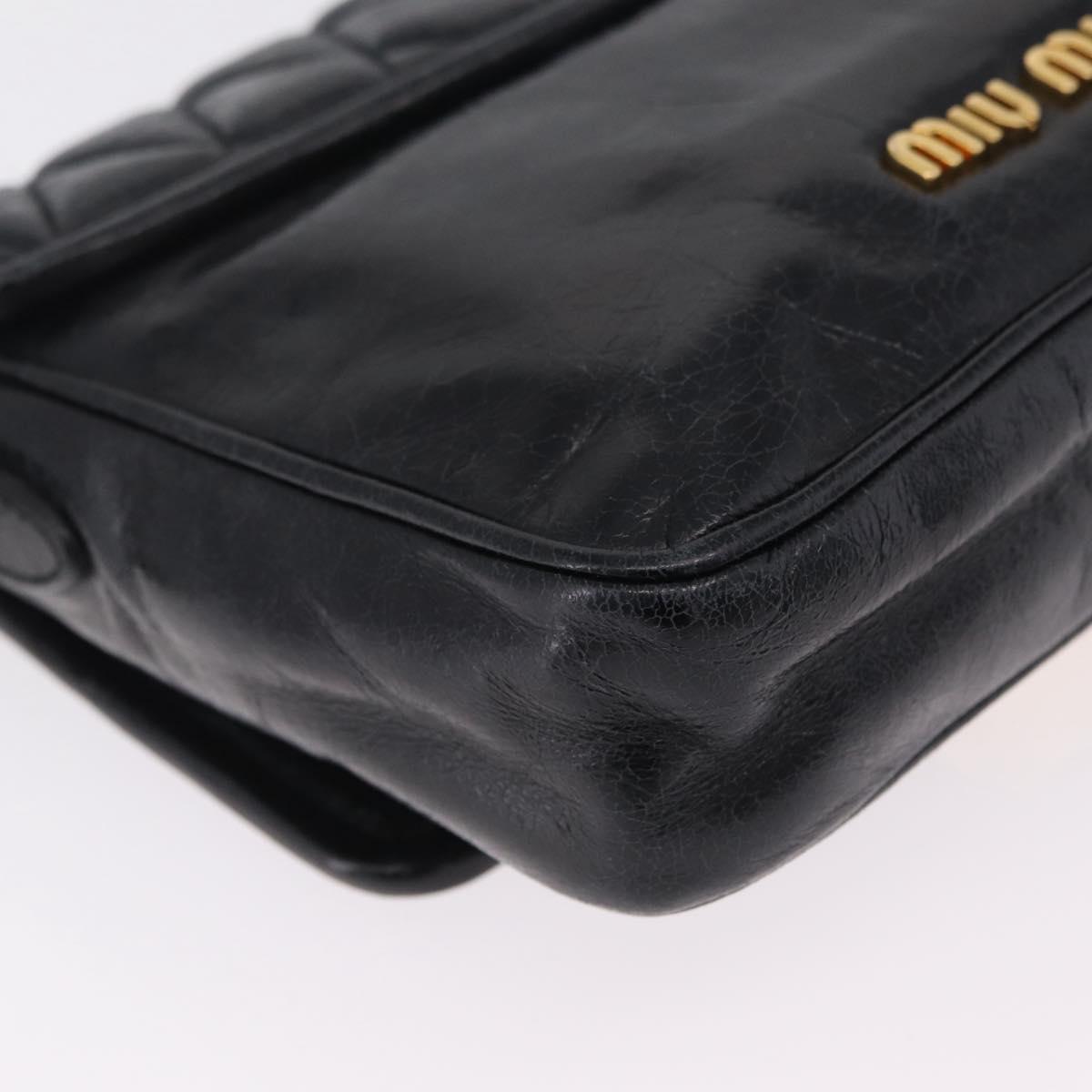 Miu Miu Shoulder Bag Leather Black Gold Auth 167737A