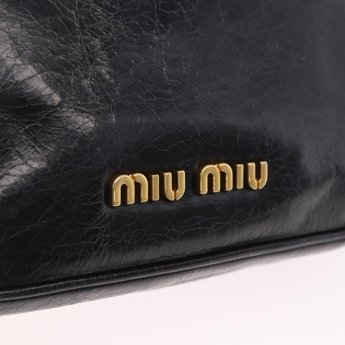 Miu Miu Shoulder Bag Leather Black Gold Auth 167737A