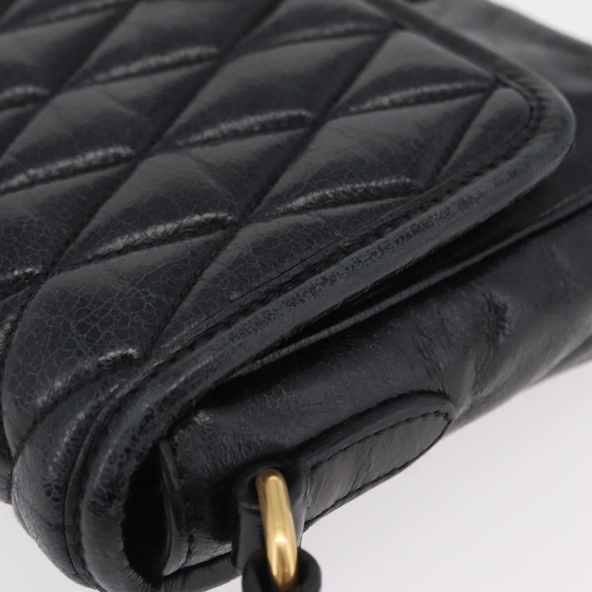 Miu Miu Shoulder Bag Leather Black Gold Auth 167737A