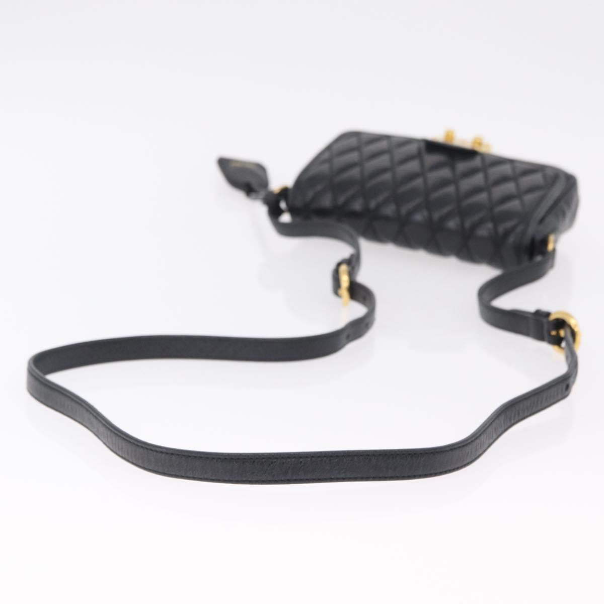 Miu Miu Shoulder Bag Leather Black Gold Auth 167737A