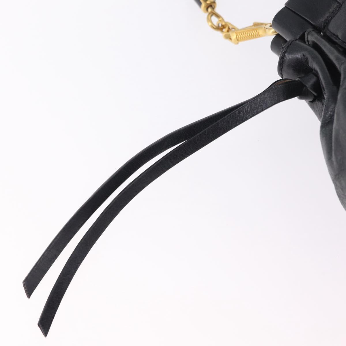 Miu Miu Hand Bag Leather 2way Black Gold Auth 167738SAM