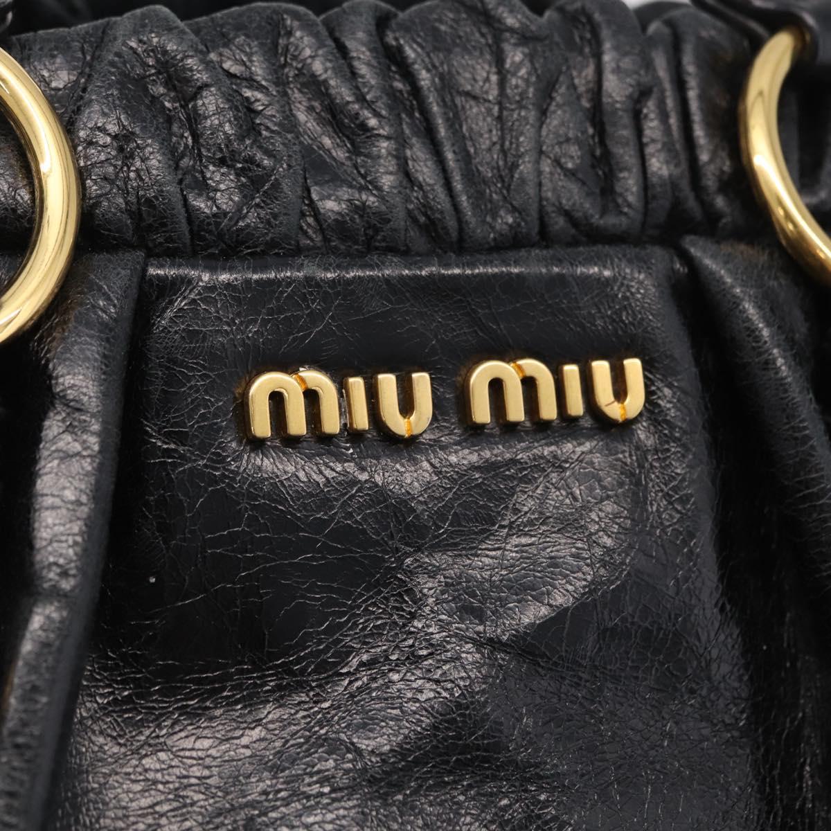 Miu Miu Hand Bag Leather 2way Black Gold Auth 167738SAM