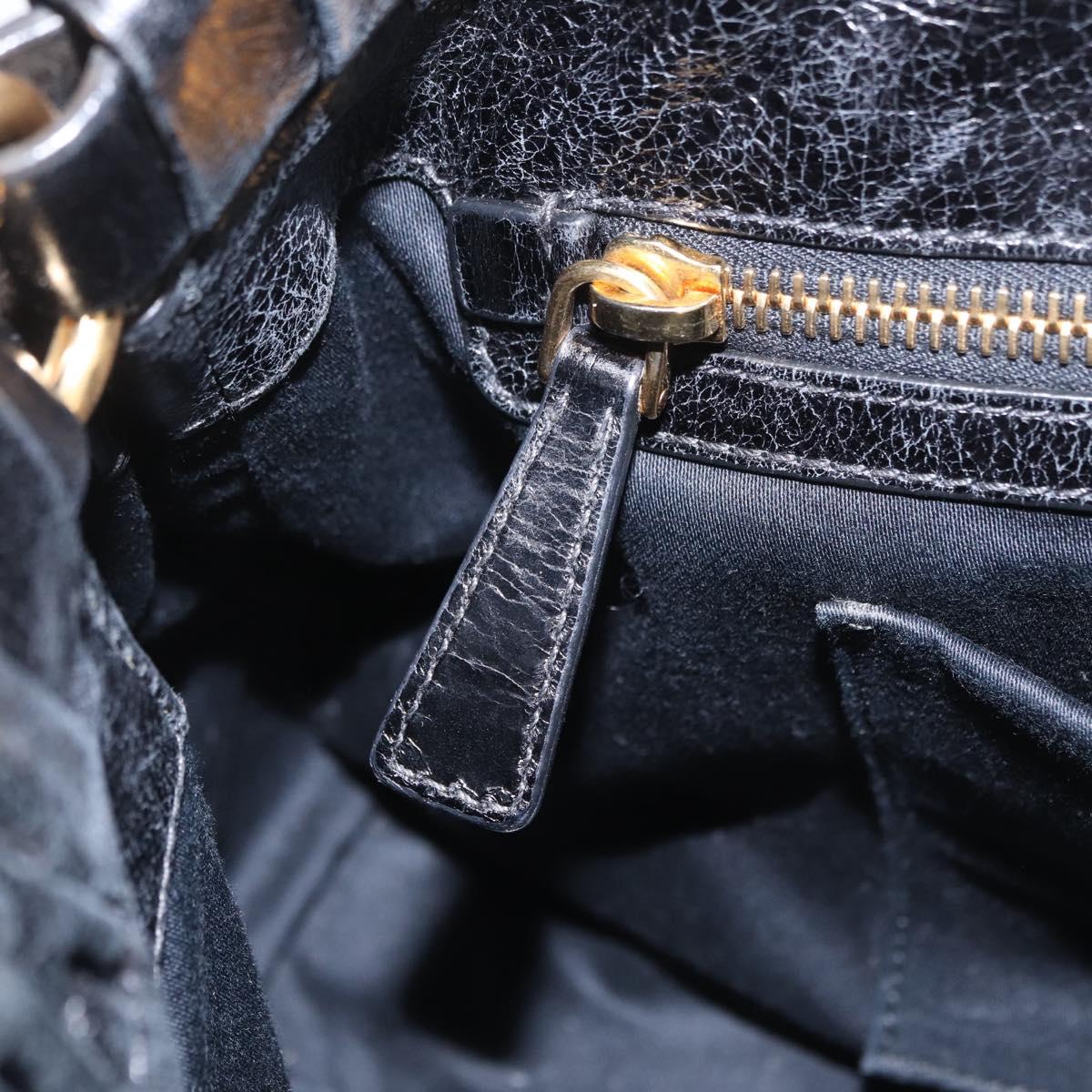 Miu Miu Hand Bag Leather 2way Black Gold Auth 167738SAM