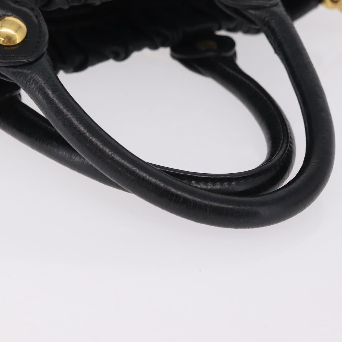 Miu Miu Hand Bag Leather 2way Black Gold Auth 167738SAM