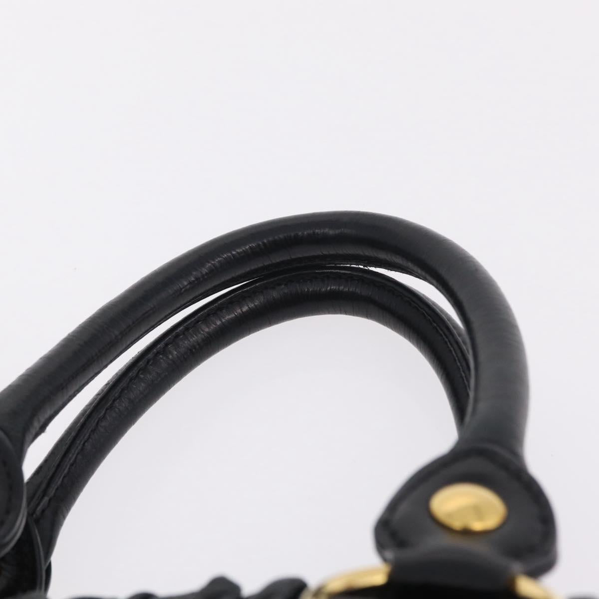 Miu Miu Hand Bag Leather 2way Black Gold Auth 167738SAM