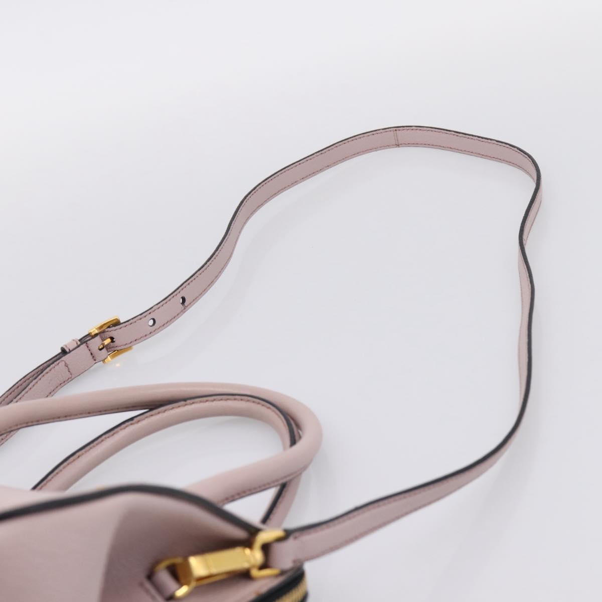 Miu Miu Hand Bag Leather 2way Pink Gold Tone Auth 167741M