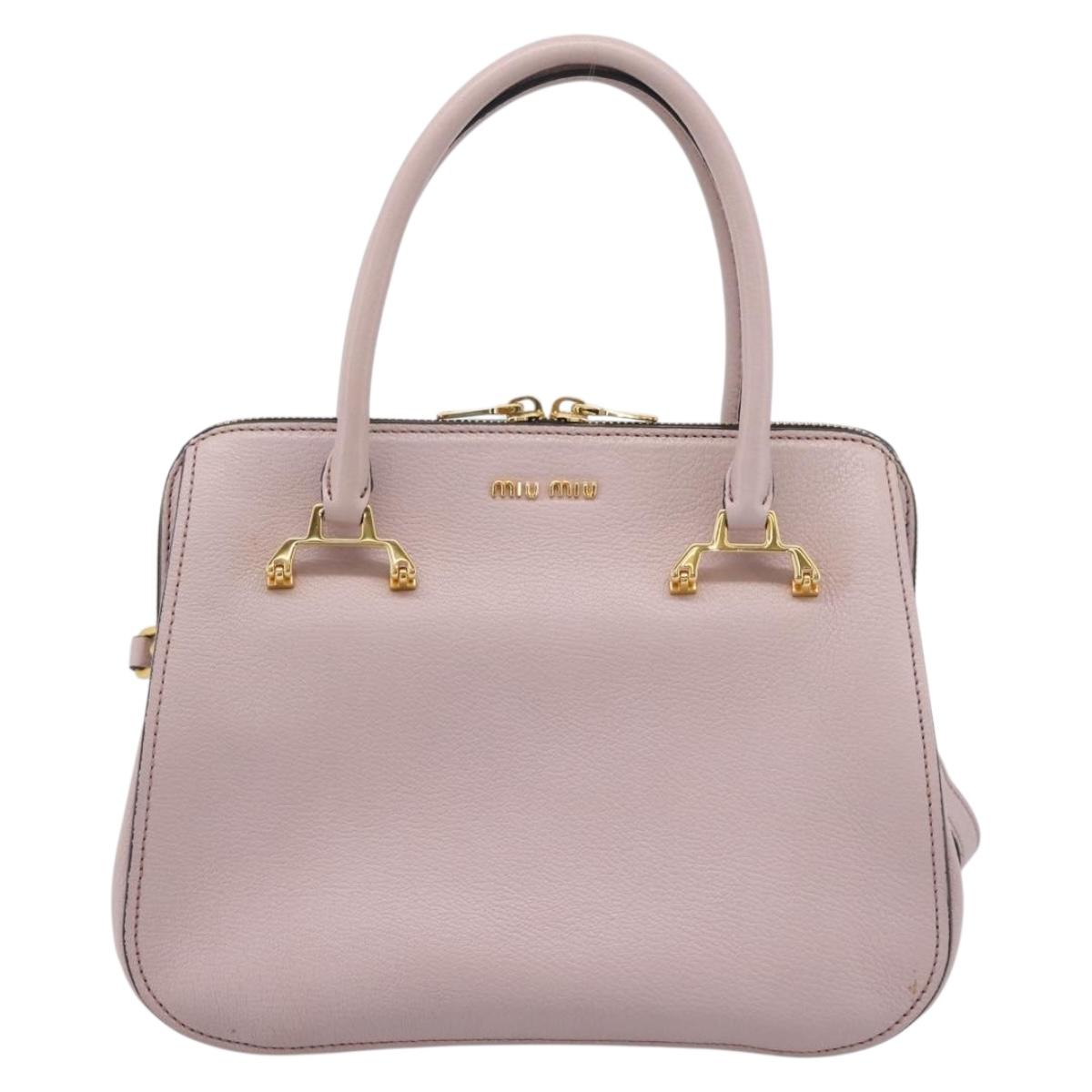Miu Miu Hand Bag Leather 2way Pink Gold Tone Auth 167741M