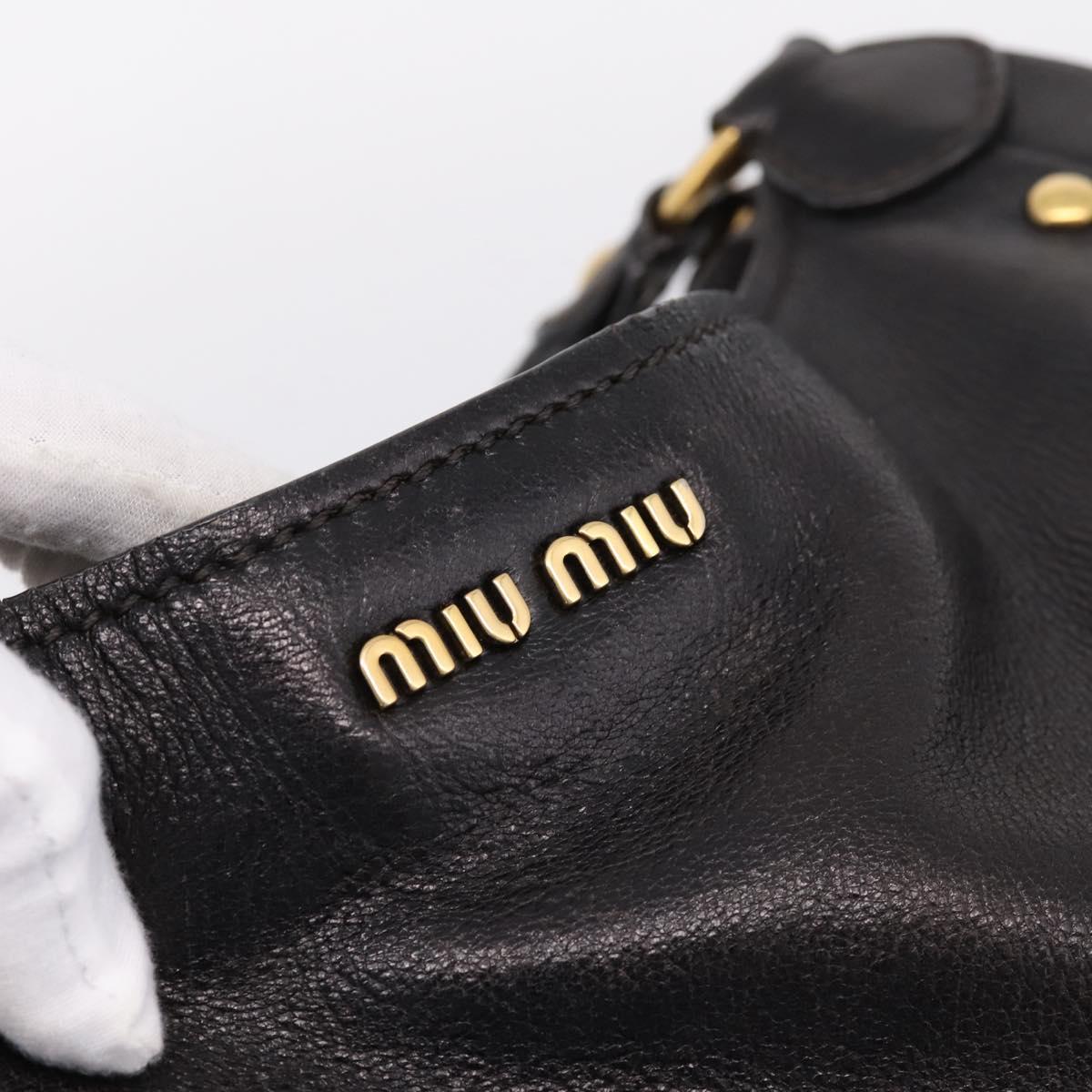 Miu Miu Shoulder Bag Leather Black Gold Tone Auth 167742M