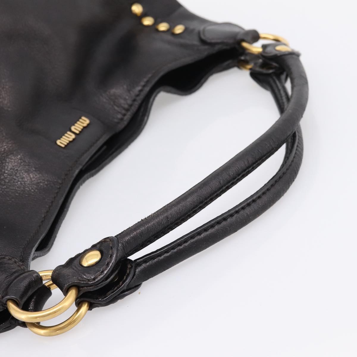 Miu Miu Shoulder Bag Leather Black Gold Tone Auth 167742M