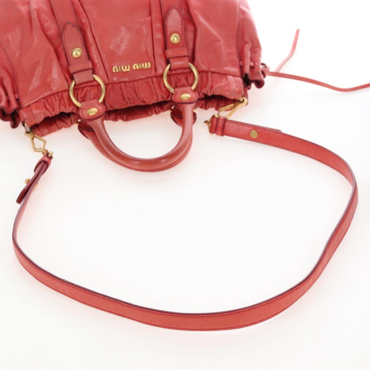 Miu Miu Hand Bag Leather 2way Orange Gold Auth 167744M