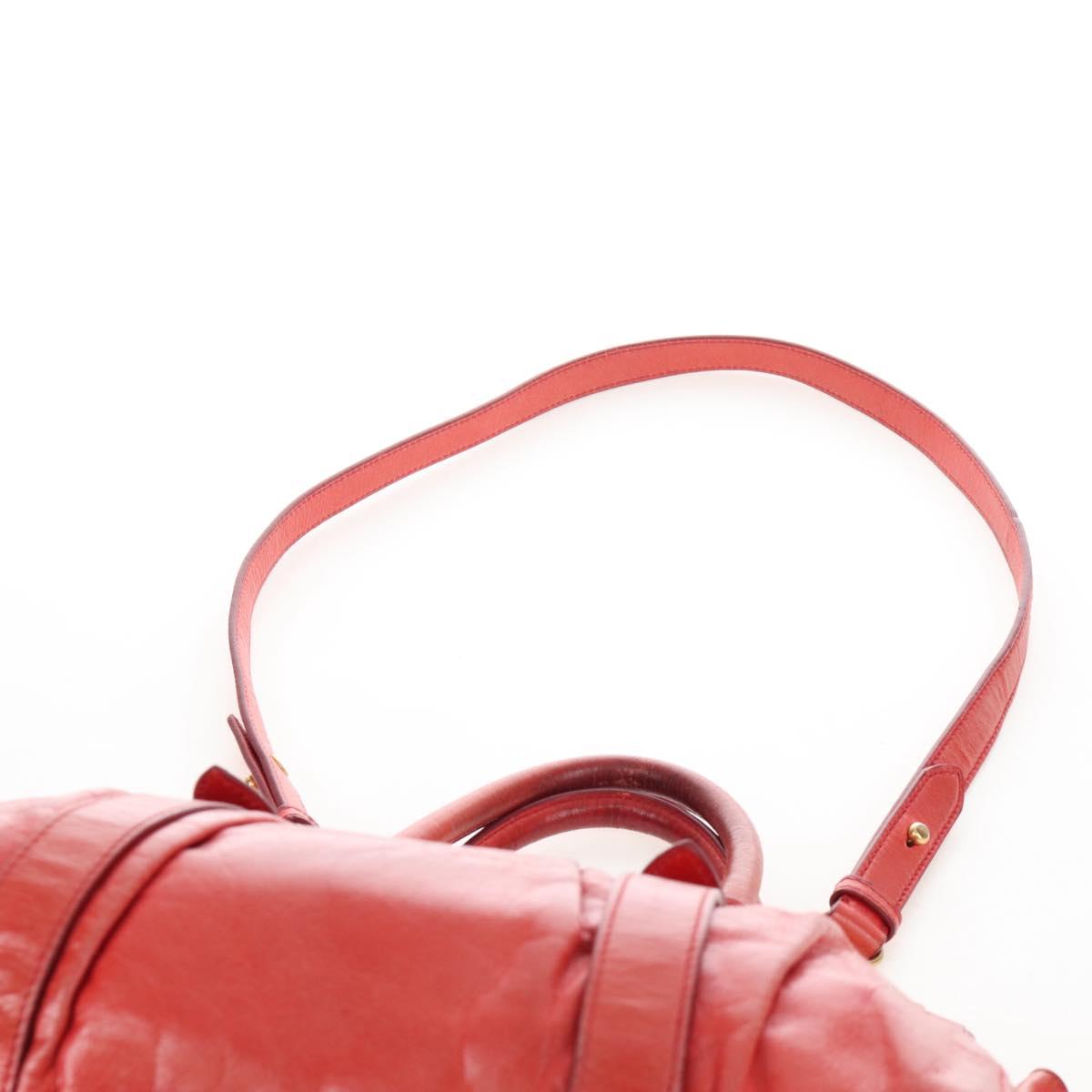 Miu Miu Hand Bag Leather 2way Orange Gold Auth 167744M